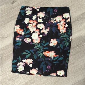 Floral Black Pencil Skirt